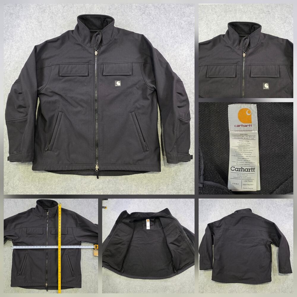 Carhartt Jacket Mens Large Black Softshell Traditional Windbreaker Zip J176 BLK‎